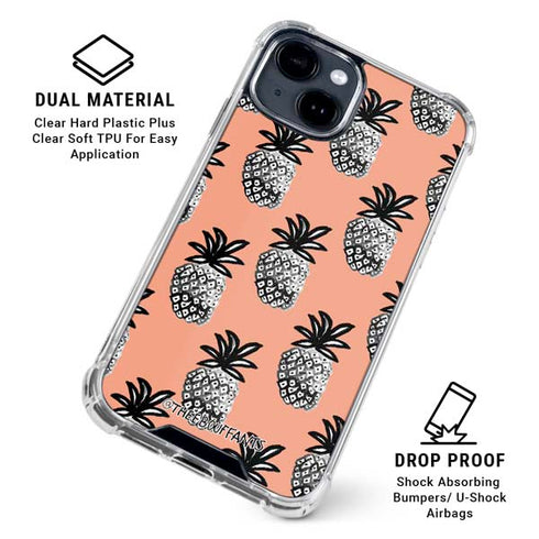 Bouffants and Broken Hearts Gray Scale Pineapple iPhone 15 Clear Case