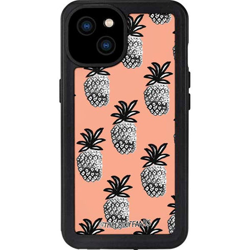 Bouffants and Broken Hearts Gray Scale Pineapple iPhone 15 Plus Waterproof Case