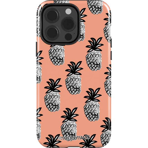 Bouffants and Broken Hearts Gray Scale Pineapple iPhone 15 Pro Impact Case