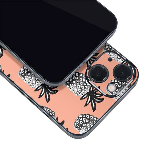Bouffants and Broken Hearts Gray Scale Pineapple iPhone 15 Skin