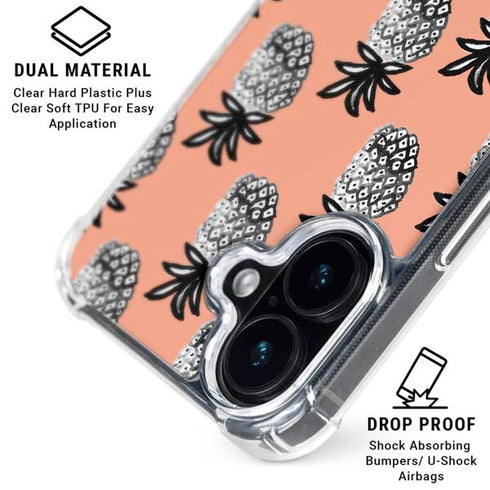 Bouffants and Broken Hearts Gray Scale Pineapple iPhone 16 MagSafe Case