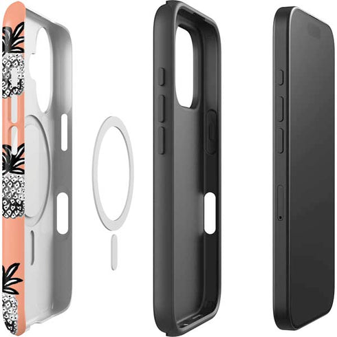Bouffants and Broken Hearts Gray Scale Pineapple iPhone 16 Magsafe Impact Case