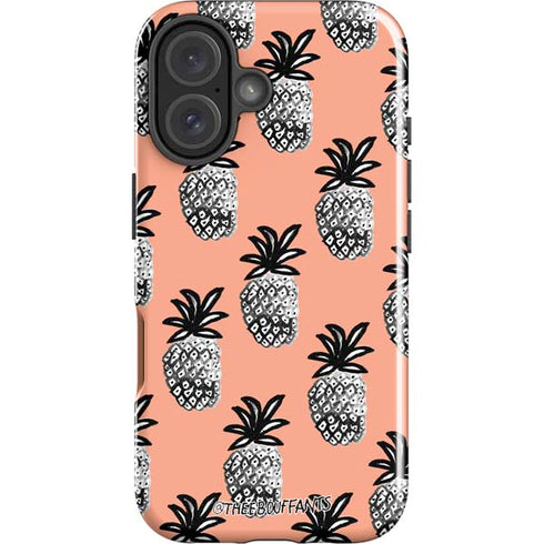 Bouffants and Broken Hearts Gray Scale Pineapple iPhone 16 Plus Impact Case