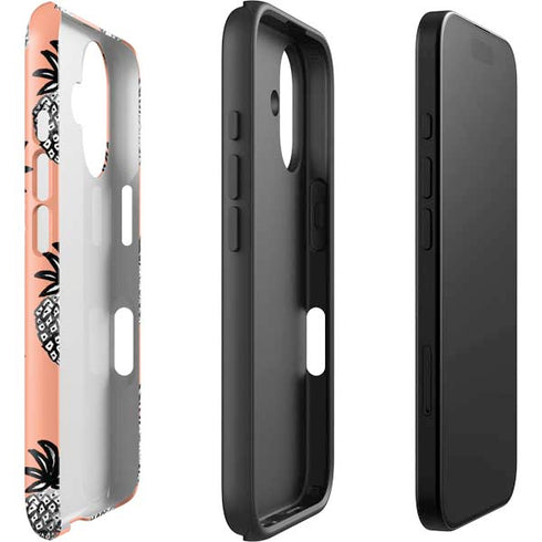 Bouffants and Broken Hearts Gray Scale Pineapple iPhone 16 Plus Impact Case