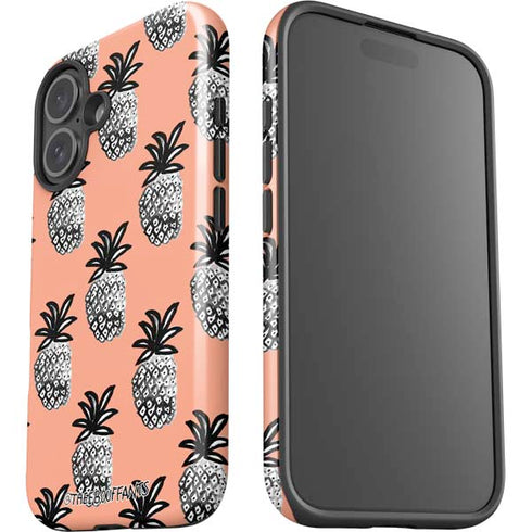 Bouffants and Broken Hearts Gray Scale Pineapple iPhone 16 Plus Impact Case