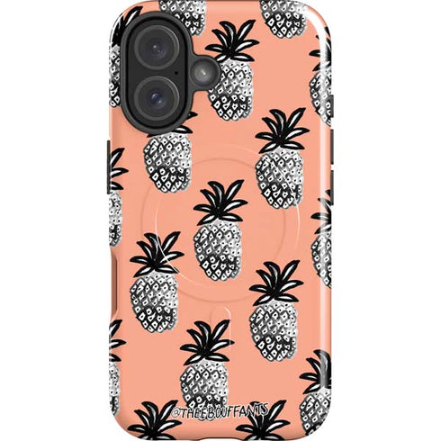 Bouffants and Broken Hearts Gray Scale Pineapple iPhone 16 Plus Magsafe Impact Case