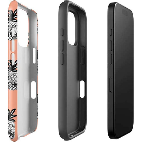 Bouffants and Broken Hearts Gray Scale Pineapple iPhone 16 Pro Impact Case