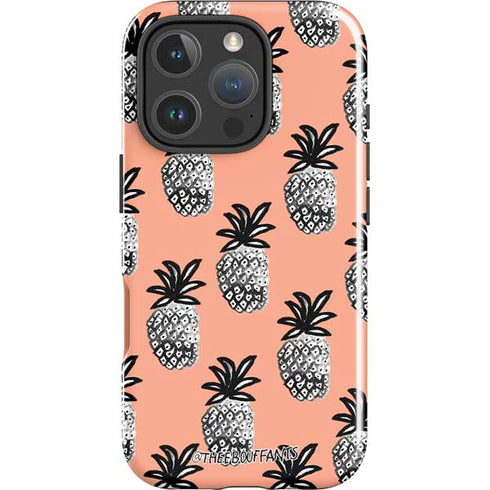 Bouffants and Broken Hearts Gray Scale Pineapple iPhone 16 Pro Max Impact Case