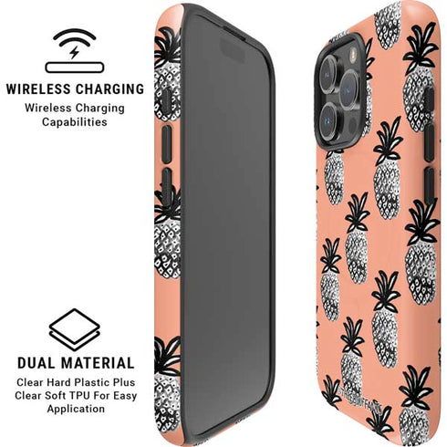 Bouffants and Broken Hearts Gray Scale Pineapple iPhone 16 Pro Max Magsafe Impact Case