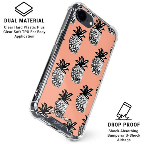 Bouffants and Broken Hearts Gray Scale Pineapple iPhone 16e Clear Case