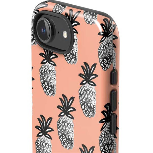 Bouffants and Broken Hearts Gray Scale Pineapple iPhone 16e Impact Case