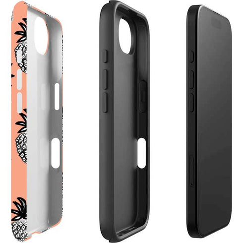 Bouffants and Broken Hearts Gray Scale Pineapple iPhone 16e Impact Case