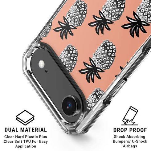 Bouffants and Broken Hearts Gray Scale Pineapple iPhone 17 Air Clear Case
