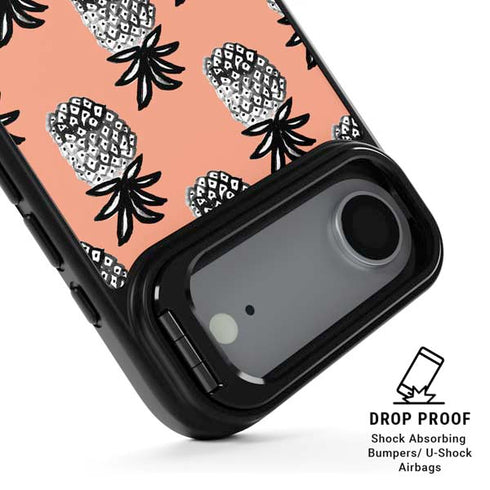 Bouffants and Broken Hearts Gray Scale Pineapple iPhone 17 Air Kickstand Case