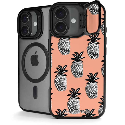 Bouffants and Broken Hearts Gray Scale Pineapple iPhone 17 Kickstand Case