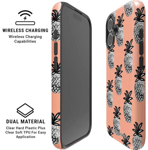 Bouffants and Broken Hearts Gray Scale Pineapple iPhone 17 Magsafe Impact Case