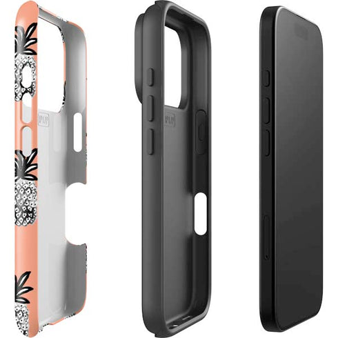 Bouffants and Broken Hearts Gray Scale Pineapple iPhone 17 Pro Impact Case