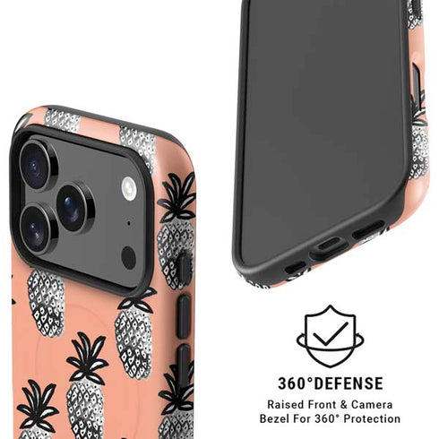Bouffants and Broken Hearts Gray Scale Pineapple iPhone 17 Pro Magsafe Impact Case