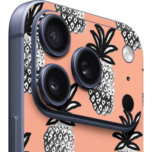 Bouffants and Broken Hearts Gray Scale Pineapple iPhone 17 Pro Max Skin