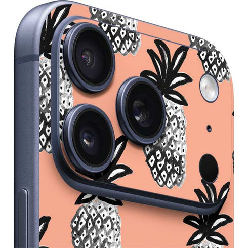Bouffants and Broken Hearts Gray Scale Pineapple iPhone 17 Pro Skin