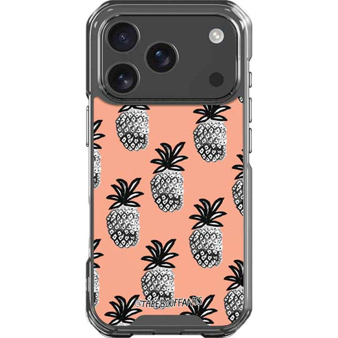 Bouffants and Broken Hearts Gray Scale Pineapple iPhone 18 Pro Clear Case