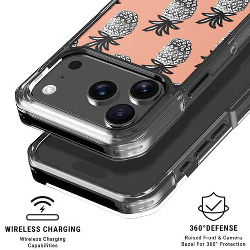 Bouffants and Broken Hearts Gray Scale Pineapple iPhone 18 Pro Clear Case