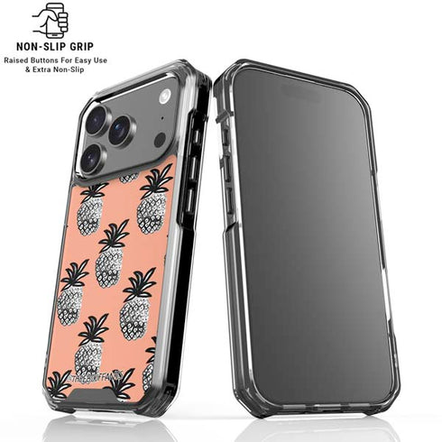 Bouffants and Broken Hearts Gray Scale Pineapple iPhone 18 Pro Clear Case