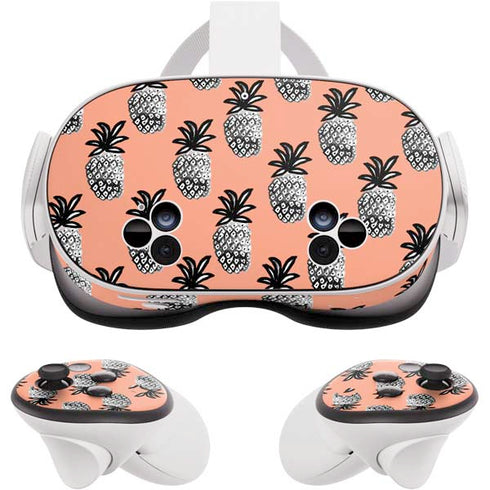 Bouffants and Broken Hearts Gray Scale Pineapple Meta Quest 3S Skin