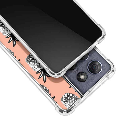 Bouffants and Broken Hearts Gray Scale Pineapple Moto G 5G (2025) Clear Case