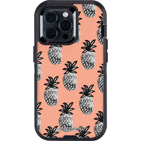 Bouffants and Broken Hearts Gray Scale Pineapple Otterbox Defender iPhone Skin