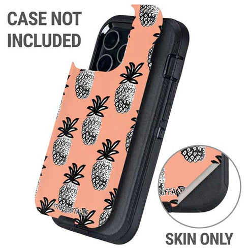 Bouffants and Broken Hearts Gray Scale Pineapple Otterbox Defender iPhone Skin