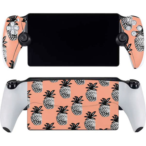 Bouffants and Broken Hearts Gray Scale Pineapple PlayStation Portal Remote Player Skin