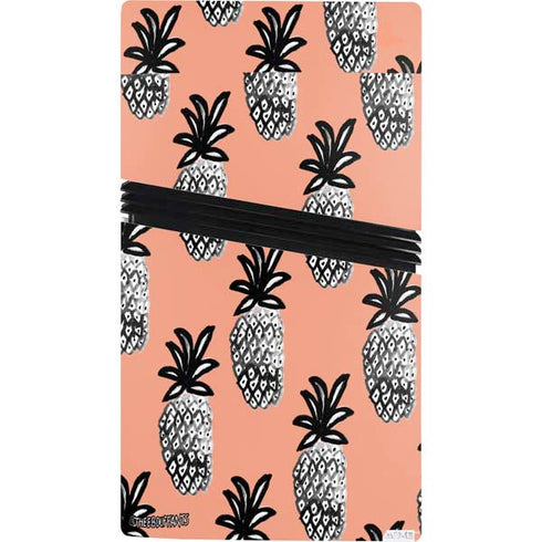 Bouffants and Broken Hearts Gray Scale Pineapple PS5 Pro Console Skin