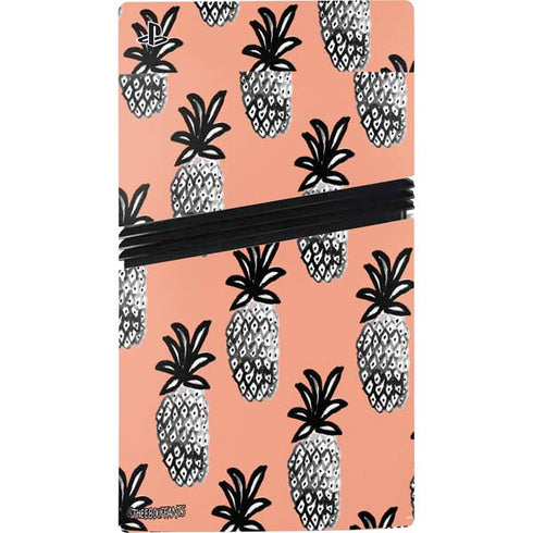Bouffants and Broken Hearts Gray Scale Pineapple PS5 Pro Disk Bundle Skin