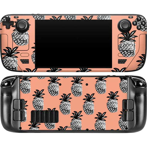 Bouffants and Broken Hearts Gray Scale Pineapple Steam Deck Handheld Gaming Computer OLED Skin