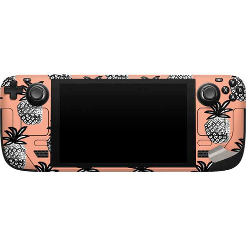 Bouffants and Broken Hearts Gray Scale Pineapple Steam Deck Handheld Gaming Computer Skin