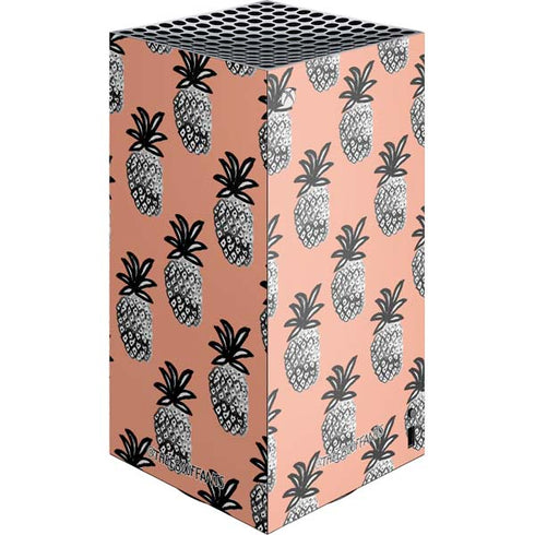 Bouffants and Broken Hearts Gray Scale Pineapple XBox Series X Digital Edition Console Skin