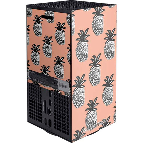 Bouffants and Broken Hearts Gray Scale Pineapple XBox Series X Digital Edition Console Skin