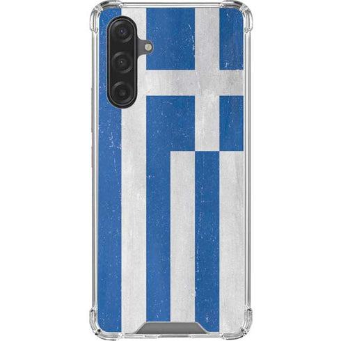 Greece Flag Distressed Galaxy A17 Clear Case