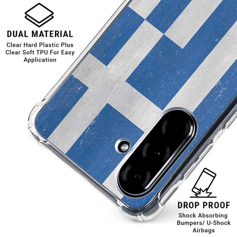 Greece Flag Distressed Galaxy A36 5G Clear Case