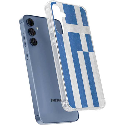 Greece Flag Distressed Galaxy A55 5G Clear Case