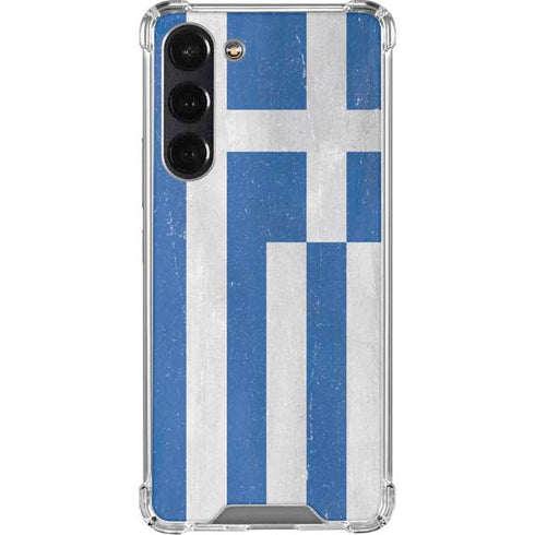 Greece Flag Distressed Galaxy S24 FE Clear Case