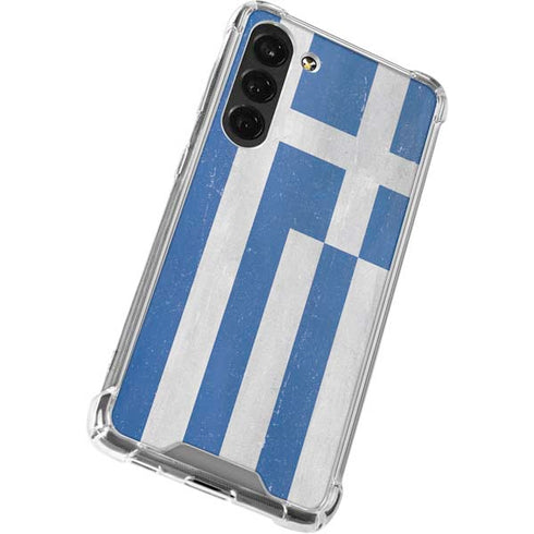 Greece Flag Distressed Galaxy S24 FE Clear Case