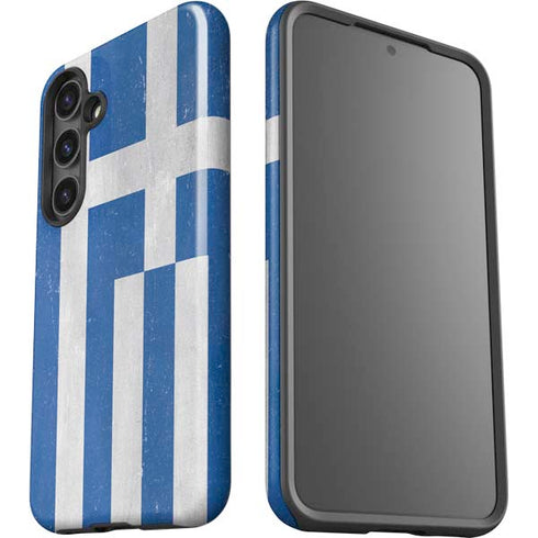 Greece Flag Distressed Galaxy S25 Plus Impact Case