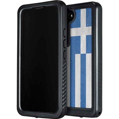 Greece Flag Distressed Galaxy S24 Plus Waterproof Case