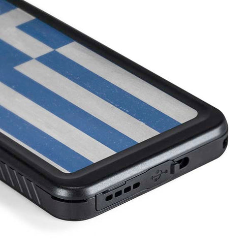 Greece Flag Distressed Galaxy S24 Plus Waterproof Case