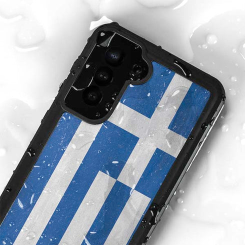 Greece Flag Distressed Galaxy S24 Plus Waterproof Case