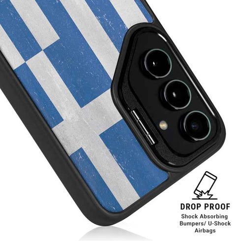 Greece Flag Distressed Galaxy S25 Ultra Kickstand Case