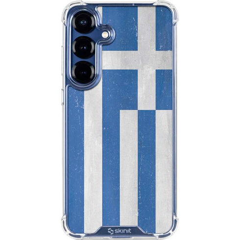 Greece Flag Distressed Galaxy S25 Plus Clear Case