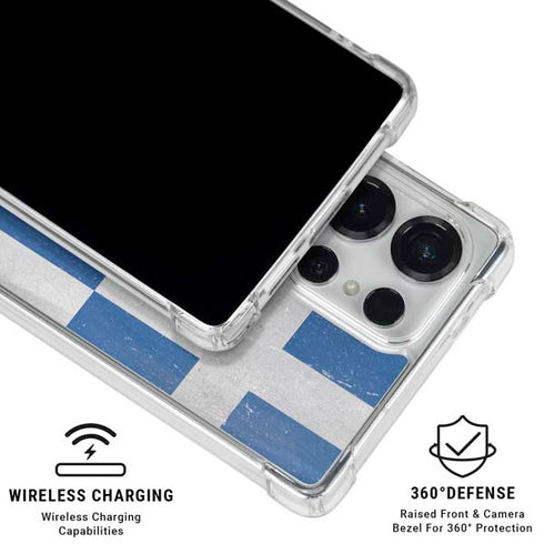 Greece Flag Distressed Galaxy S25 Ultra Clear Case